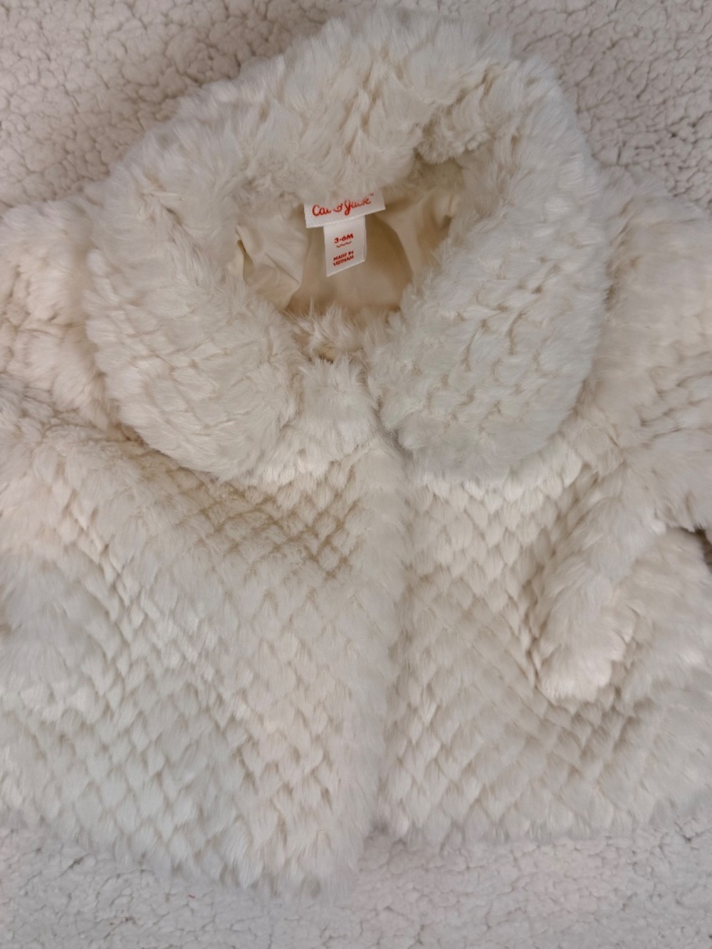 Cat & Jack Baby Girls White Faux Fur Glam Jacket 3-6M - Picture 2 of 5
